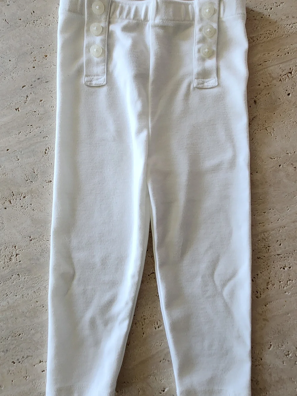 Ralph Lauren White Button-Detail Kids Leggings